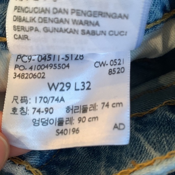 Levi’s 511 Slim Fit Light Wash Distressed Red Tab Mid-Rise Jeans Unisex 29W 32L - Picture 10 of 10